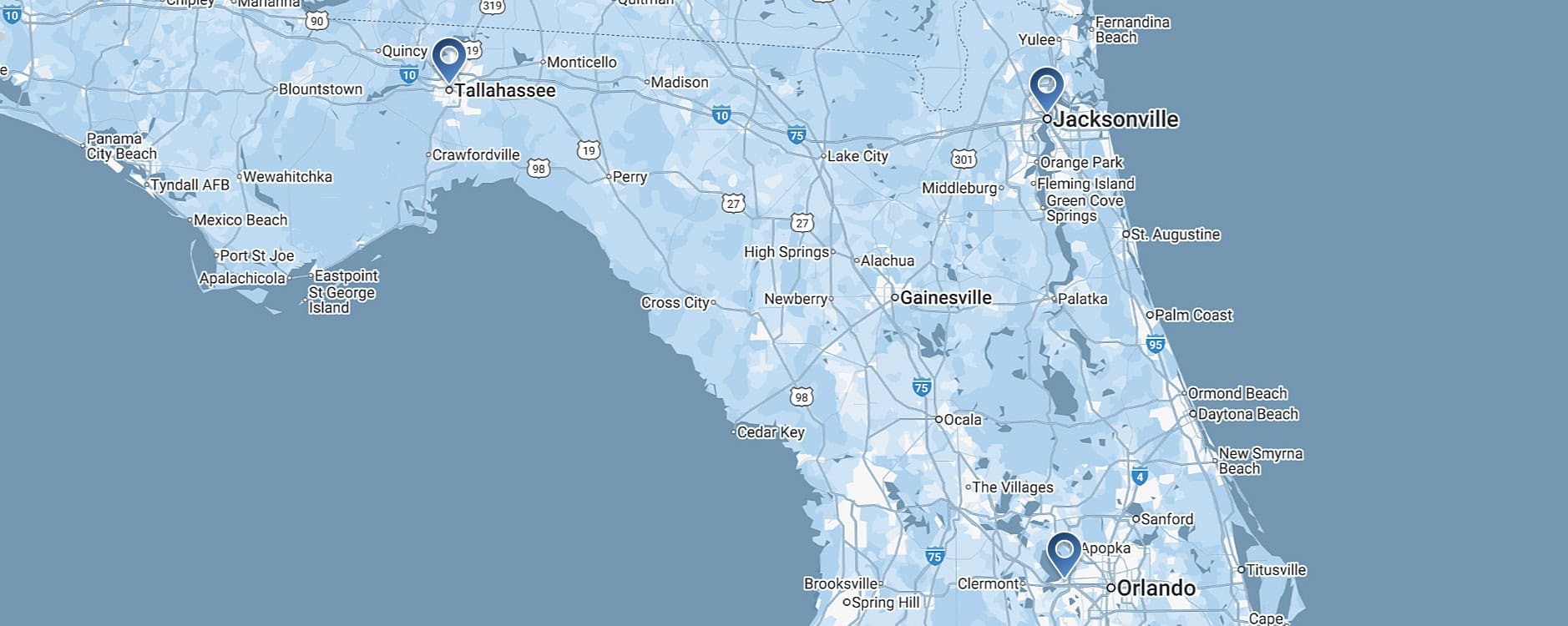 Highway map of Florida showing multiple locations for FIT Engineering services.
